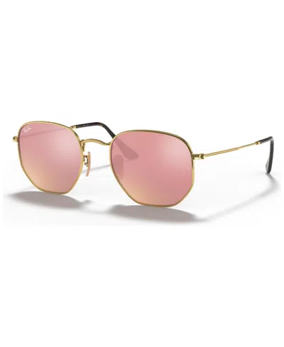 Ray Ban Sunglasses, Rb3548n Hexagonal Flat Lenses In Gold,copper Mirror