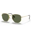 Ray Ban Unisex Polarized Sunglasses, Rb3548n Hexagonal Washed Evolve In Gold,green