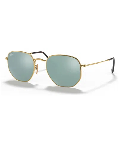 Ray Ban Sunglasses, Rb3548n Hexagonal Flat Lenses In Gold,grey Mirror