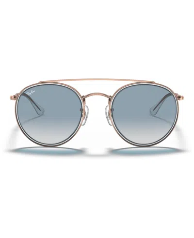 Ray Ban Sunglasses, Rb3647n Round Double Bridge In Clear,blue Gradient