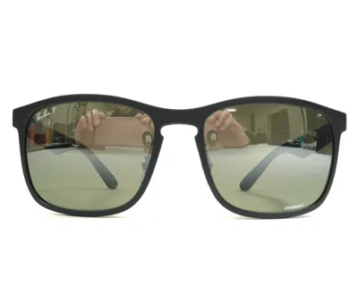 Pre-owned Ray Ban Ray-ban Sunglasses Rb4264 Chromance 601-s/5j Matte Black Green Polarized Lenses In Silver