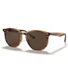 Ray Ban Sunglasses, Rb4306 54 In Stripped Red Havana,dark Brown
