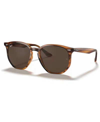 Ray Ban Sunglasses, Rb4306 54 In Stripped Red Havana,dark Brown
