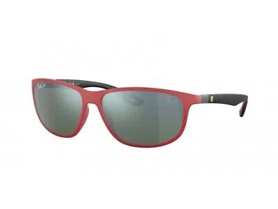 Pre-owned Ray Ban Ray-ban Sunglasses Rb4394m F678h1 Matt Red Silver Man Woman