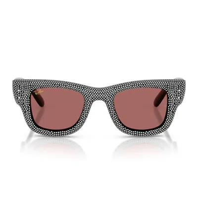 Ray Ban Sunglasses Rb4940 Bp 686585 Wayfarer Puffer X Asap Rocky Black With Rhinestones/dark Violet