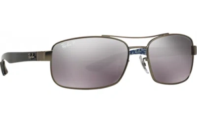 Pre-owned Ray Ban Ray-ban Sunglasses Rb8316 029/n8 Gunmetal Rectangle Gray Mirror Polarized 62mm