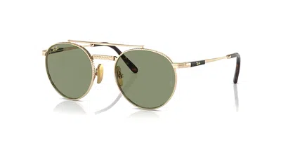Pre-owned Ray Ban Sunglasses Round Ii Titanium Rb8237 313852 Arista W Green 53-20-140