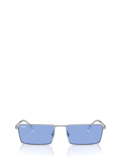 Ray Ban Sunglasses Unisex Emy Bio-based - Silver Frame Blue Lenses 56-17