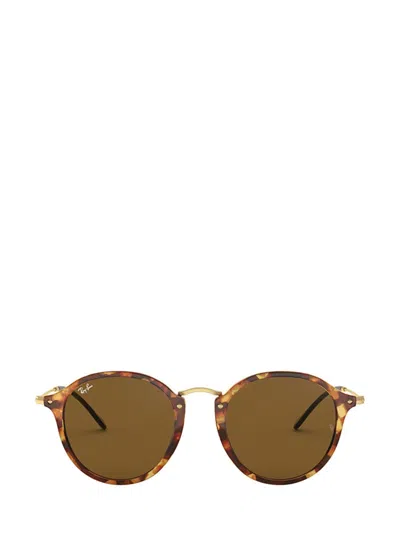 Ray Ban Sunglasses, Rb2447 Round Fleck In Spotted Brown Havana