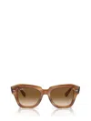 Ray Ban Ray-ban State Street 49mm Gradient Square Sunglasses In Striped Brown