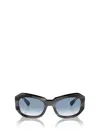 Ray Ban Beate Sunglasses Striped Grey Frame Blue Lenses 56-20 In Striped Grey