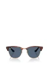 Ray Ban Unisex Clubmaster Reverse Sunglasses, Rbr0504s In Striped Havana On Rose Gold