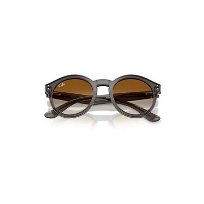 Ray Ban 2180 Reverse Sunglasses Transparent Dark Grey Frame Brown Lenses 52-22