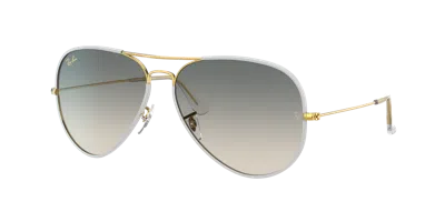 Ray Ban Aviator Full Color Legend Sunglasses Gold Frame Grey Lenses 58-14
