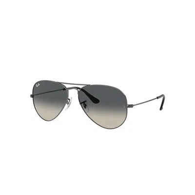 Ray Ban Sunglasses Unisex Aviator Gradient - Gunmetal Frame Grey Lenses 62-14