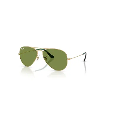 Ray Ban Sunglasses Unisex Aviator Large Metal - Arista Gold Frame Green Lenses 58-14