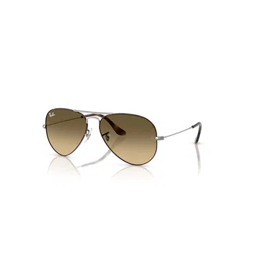 Ray Ban Sunglasses Unisex Aviator Large Metal - Gunmetal Frame Brown Lenses 58-14