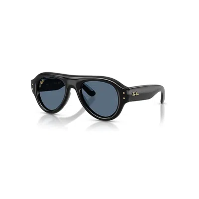 Ray Ban Aviator Puffer Sonnenbrillen Schwarz Fassung Blau Glas 50-21 In Black