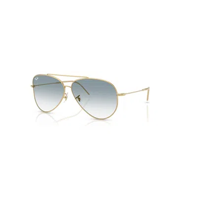 Ray Ban Sunglasses Unisex Aviator Reverse - Arista Gold Frame Blue Lenses 59-11