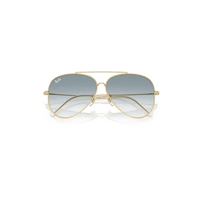 Ray Ban Aviator Reverse Sunglasses Arista Gold Frame Blue Lenses 62-11