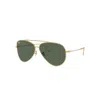 Ray Ban Sunglasses Unisex Aviator Reverse - Gold Frame Green Lenses 59-11 In Gold