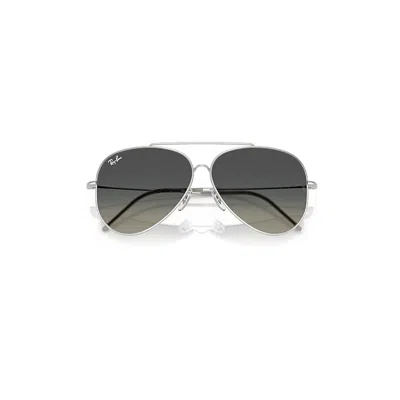 Ray Ban Aviator Reverse Sunglasses Silver Frame Grey Lenses 62-11