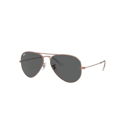 Ray Ban Sunglasses Unisex Aviator Rose Gold - Rose Gold Frame Grey Lenses 55-14