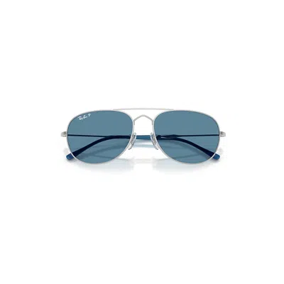 Ray Ban Bain Bridge Chromance Sunglasses Silver Frame Blue Lenses Polarized 60-17