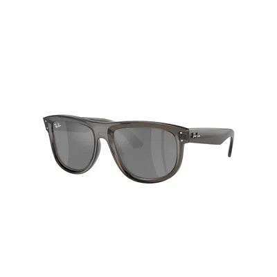 Ray Ban Sunglasses Unisex Boyfriend Reverse - Transparent Dark Grey Frame Silver Lenses 56-18
