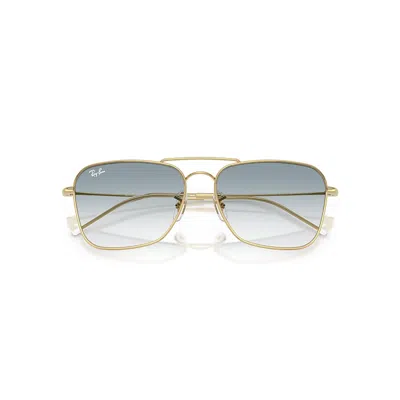 Ray Ban Caravan Reverse Sunglasses Arista Gold Frame Blue Lenses 58-15