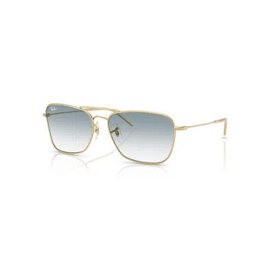 Ray Ban Sunglasses Unisex Caravan Reverse - Arista Gold Frame Blue Lenses 61-15
