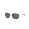 Ray Ban Sunglasses Unisex Caravan Reverse - Rose Gold Frame Blue Lenses 58-15 In Rose Gold