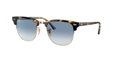 Ray Ban Clubmaster Fleck Sunglasses Yellow Frame Blue Lenses 51-21