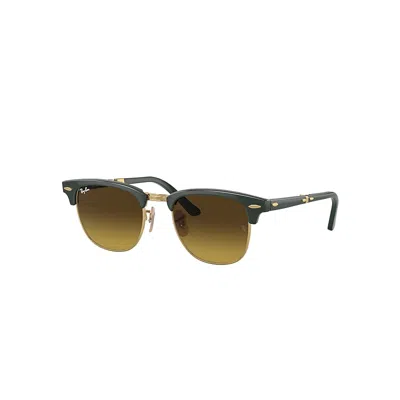 Ray Ban Clubmaster Folding Sunglasses Green Frame Brown Lenses 51-21
