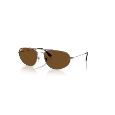 Ray Ban Sunglasses Unisex Explorer Iv - Gunmetal Frame Brown Lenses Polarized 60-18 In Gray