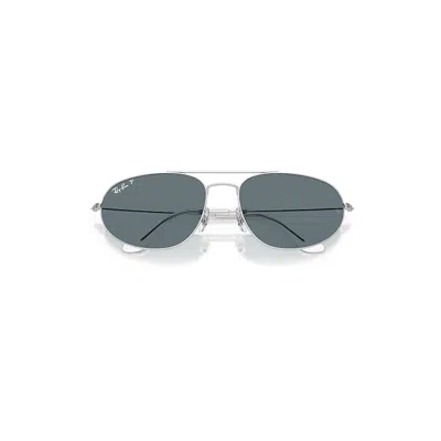 Ray Ban Explorer Iv Sunglasses Silver Frame Blue Lenses Polarized 62-18