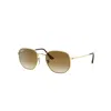 Ray Ban Hexagonal Sunglasses Gold Frame Brown Lenses 54-21 In Gold
