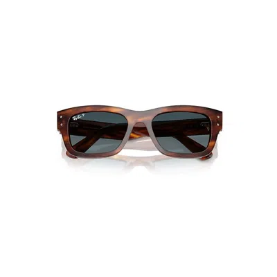 Ray Ban Joseph Sunglasses Striped Havana Frame Blue Lenses Polarized 55-20 In Brown