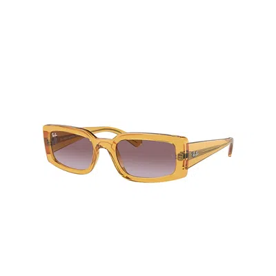 RAY BAN SUNGLASSES UNISEX KILIANE BIO-BASED - TRANSPARENT YELLOW FRAME VIOLET LENSES 54-21