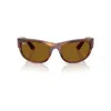 Ray Ban Mega Balorama Sunglasses Striped Havana Frame Brown Lenses 63-19 In Striped Havana