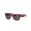 Ray Ban Sunglasses Unisex Mega Wayfarer Bio-based - Transparent Red Frame Grey Lenses 51-21 In Transparent Red