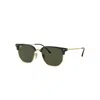 Ray Ban Sunglasses Unisex New Clubmaster - Gold Frame Green Lenses 51-20 In Gold