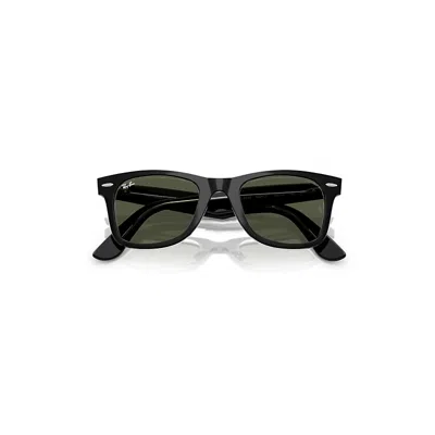 Ray Ban Original Wayfarer Classic Sunglasses Black On Transparent Frame Green Lenses 50-22