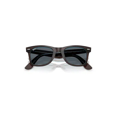 Ray Ban Original Wayfarer Classic Sunglasses Brown On Transparent Blue Frame Blue Lenses 50-22