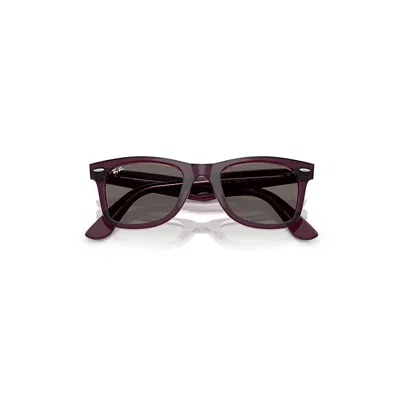 Ray Ban Original Wayfarer Classic Sunglasses Violet On Transparent Pink Frame Grey Lenses 50-22