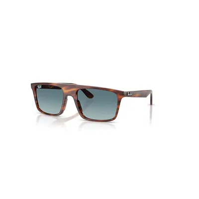 Ray Ban Sunglasses Unisex Rb2222 - Striped Havana Frame Blue Lenses 55-20 In Brown