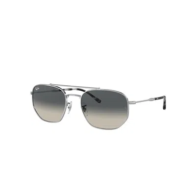 RAY BAN RB3707 SUNGLASSES SILVER FRAME GREY LENSES 57-20