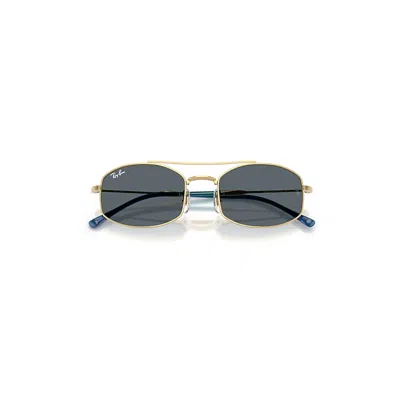 Ray Ban Rb3719 Sunglasses Arista Gold Frame Blue Lenses 54-20