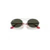 Ray Ban Rb3775m Scuderia Ferrari Collection Sunglasses Silver Frame Green Lenses 54-20 In Silver
