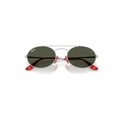 Ray Ban Rb3775m Scuderia Ferrari Collection Sunglasses Silver Frame Green Lenses 54-20